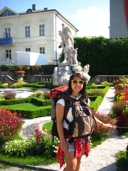 At Mirabell Gardens, where they filmed 'The Sound of Music'!