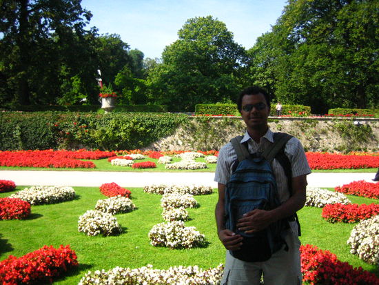 Adam cradles his 20 lb bundle of joy