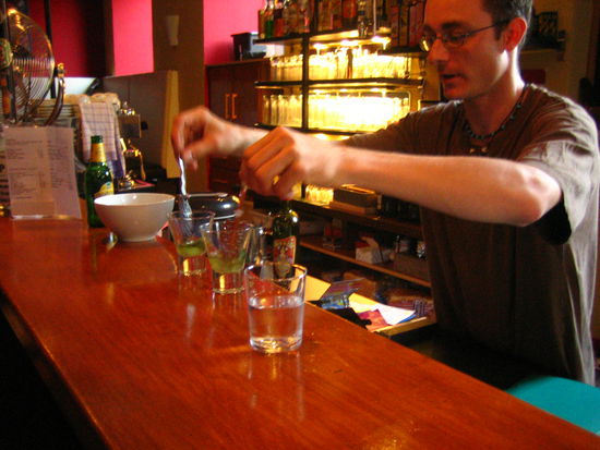 Franz prepares the absinthe