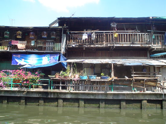 The houses and shops that lined the canal.