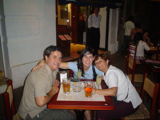 Us out and about drinking Pisco sour in the trendy district.