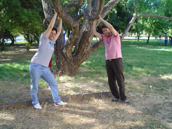 The boys showing off