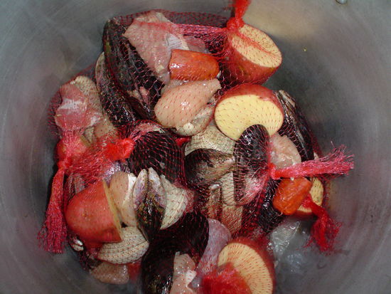 put it all into the pot with some water, white wine and herbs