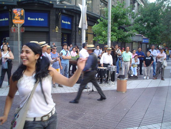 Macarena dancing in the street