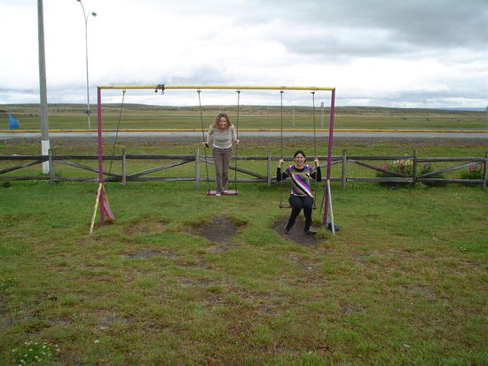 One of the only towns on the road that we stopped at to pee and play on the swings.