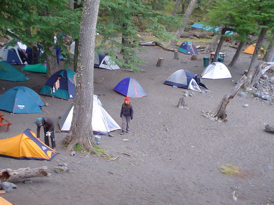 Curly next to our tent.