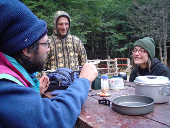 Andres, ¨that french guy¨ and Magda around the camp kitchen.
