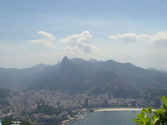 If you look really closely you will see Christ the Redeemer on top of the big hill
