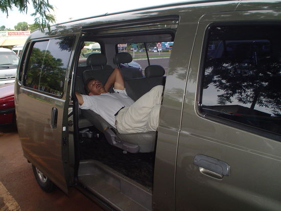 Our driver as we found him coming out of the bird park.