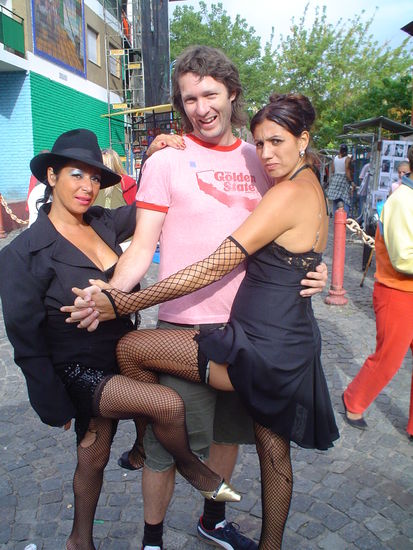 Julius being accosted by nasty and pushy tango dancers