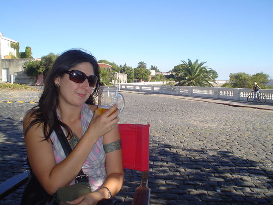 Having a beer to celebrate not being in Rosario any more