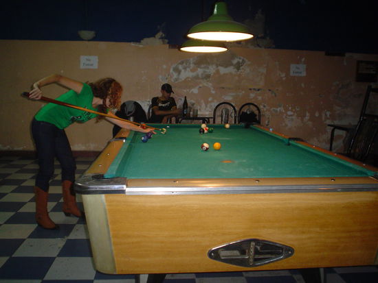 Playing pool at a really classy place