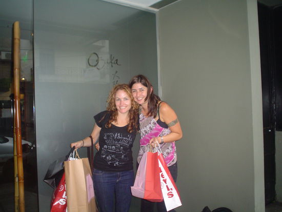 Our last photo together after a hard day of shopping and a big lunch.