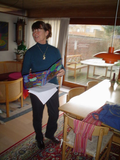 Lotte with a book one of her students made for her.