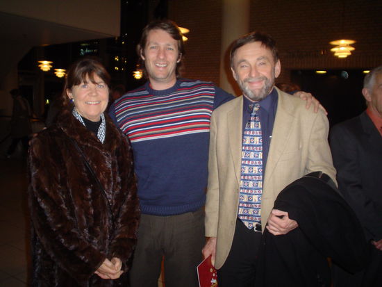 Lotte, Julius and Søren in the foyer (notice the lights).