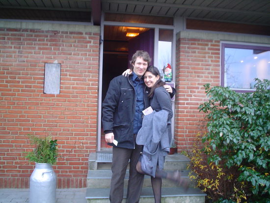 Julius and I at the front of Lotte and Søren's home.