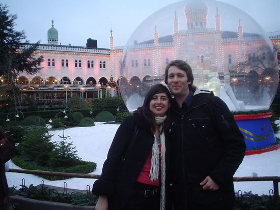 us in front of the snow dome.