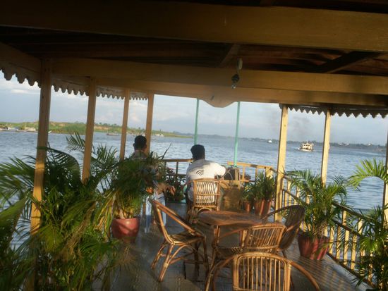on a boat on the Mekong River