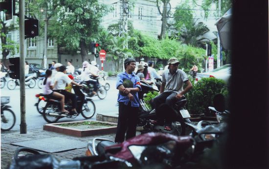 The Parking attendant with his bikes..