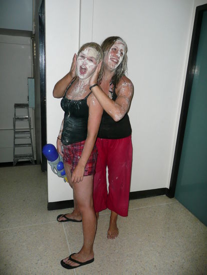 completely soaked in water and chalk