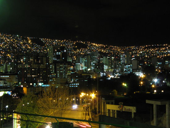 La Paz center by night.
