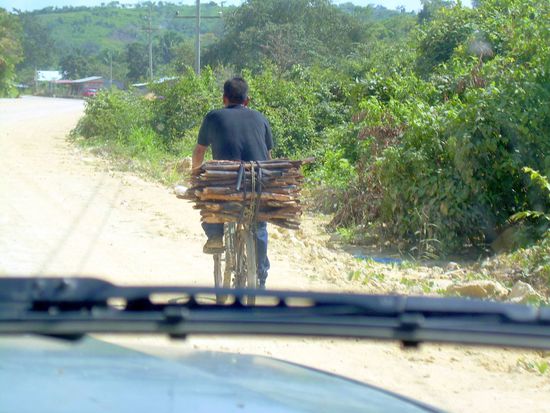 ...but men ride bicycles...