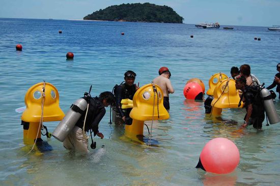 Special equipment for Vera - Diving without wasting the hair cut!