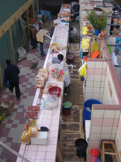 Fresh meat market in Puno.