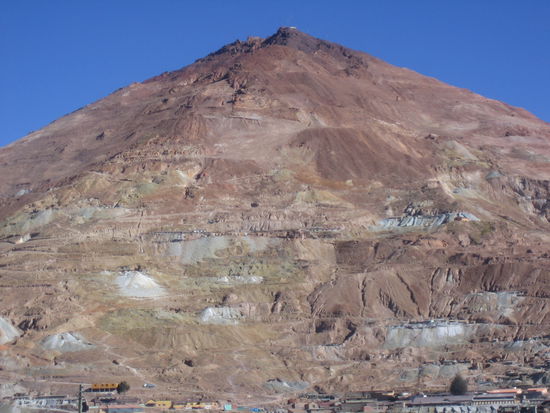 Cerro Rico, the mountain with the mines. It might in an x-ray rather like a Swiss cheese...