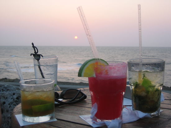 Coctails in the evening on the city wall.