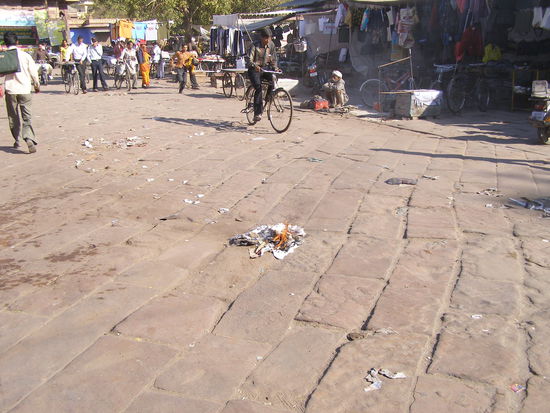 Burning garbage on the street