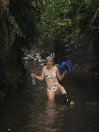 walking through the freezing cold river