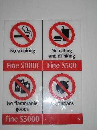 some of the many things you are NOT allowed to do in Singapore (well at least in the tube)