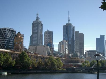 at the riverside - melbourne central station (flinders) in front