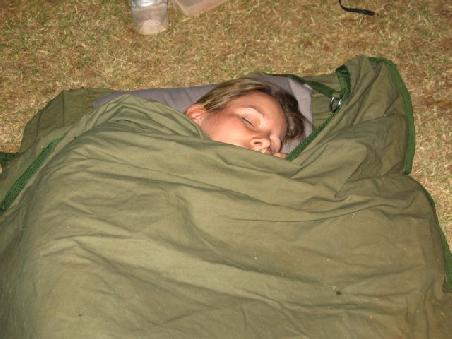 nora cosy in her swag