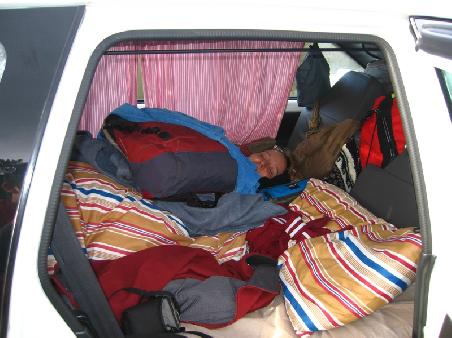 me sleeping in the van