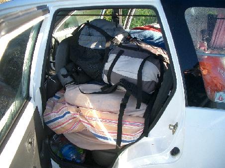 our packing arrangement whilst driving