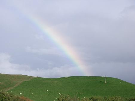 rainbow and sheep - real april weather