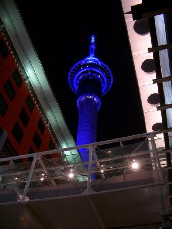 auckland tower by night