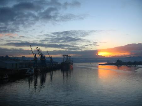 Sunrise as we dock in Puerto Montt