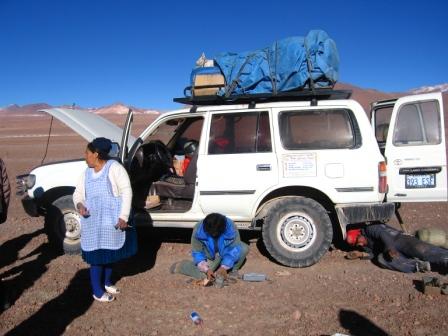 our driver marcial - fixing everything
bolivian cook next to him
