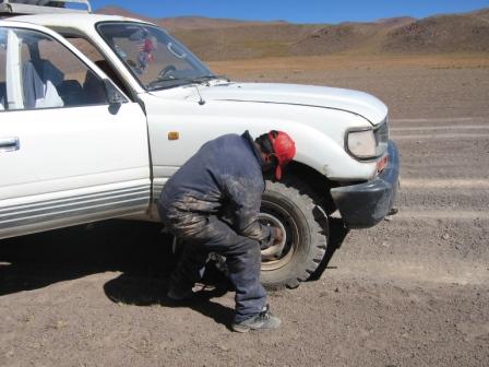 fixing our flat tyre
