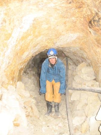 in a very low and narrow tunnel