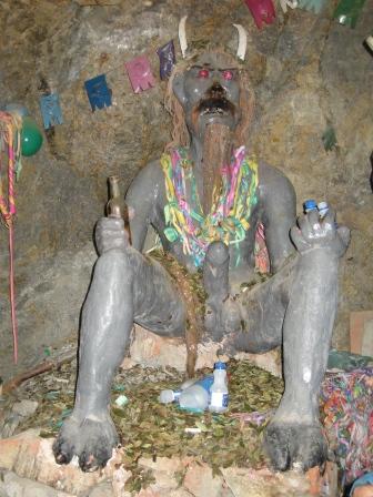 TIO - the former Devil, now God of the Miners. Here they come and drink on Fridays and leave gifts for Tio.