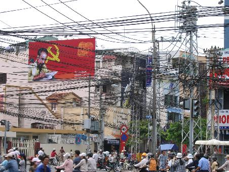 Most of Saigon is much like this. Crossing the street was a scary, scary thing, especially the night Vietnam won the SE Asian football cup.