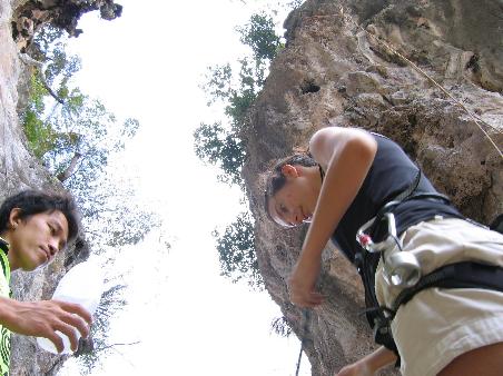 Catherine and our teacher, Nan. He was pretty quiet until you got on the wall.